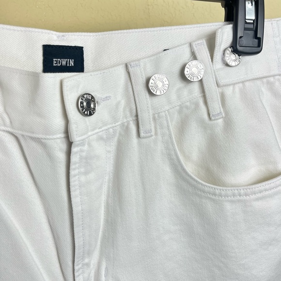 EDWIN Maiia high rise wide leg white crop jeans trouser pants adjustable waist - Picture 4 of 11